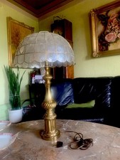 Messinglsmpe 60 cm Schweiz Antik mit Schildpatt Schirm  25 cm