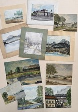 Konvolut Aquarelle Zeichnungen Bilder um 1947 Rosenheim Berlin Chiemsee