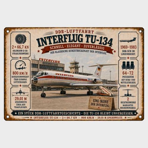 Blechschild 134 interflug - tu-134,