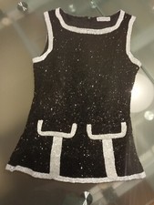 Anna Valerie Adolf Designer Top Oberteil Gr 36 S schwarz silber Glitzer Party