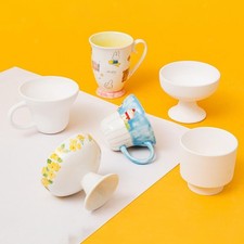 6-teiliges Keramik-Rohling-Tassen-Set für Bastelprojekte, vielseitig