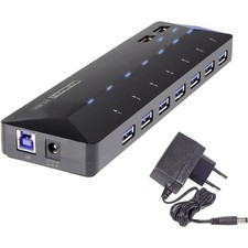 Renkforce  7+2 Port USB 3.2 Gen 1-Hub (USB 3.0) mit Schnellladeport, mit Stat...