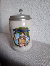 Bierkrug mit Zinndeckel Binding Bier