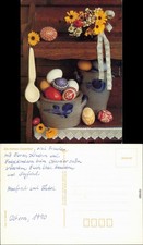 Ansichtskarte  Glückwunsch: Ostern - Bunte Eier in Krügen 1989