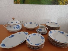 Essservice 6 Personen, Winterling-Röslau, Bavaria  blau mit Goldrand, gebraucht