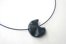 Lapislazuli Anhänger und 45 cm Halsreif Stahl blau mit Magnetschließe