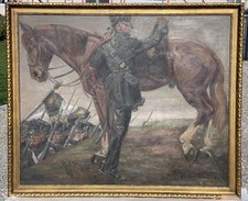 Ölgemälde Soldat mit Pferd