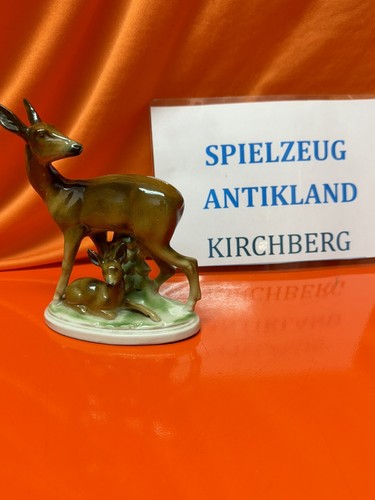Porzellanfigur reh mit kitz - reh,
