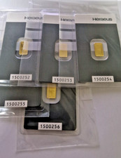 Goldbarren Heraeus 5x1 Gramm 999.9 Gold / AU original geblistert