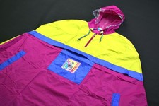 Jeantex Regen Jacke Vintage Poncho Rain Jacket Nylon PVC Glanz Kapuze Rad Gr. L