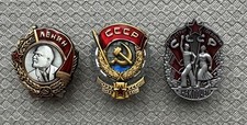 3 Orden UDSSR Leninorden Orden des Roten Banner Orden Zeichen der Ehre