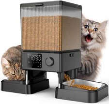 Oneisall 5L Futterautomat Katze 2 Näpfe Katzenfutter Automat bis zu 6 Mahlzeiten