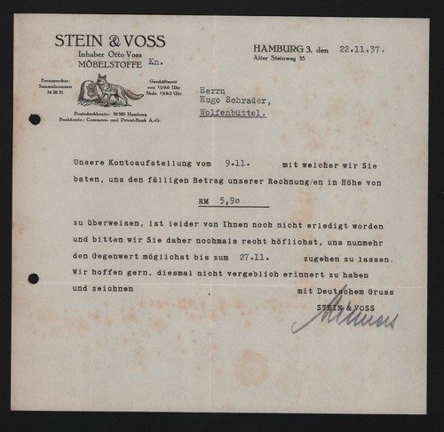 Hamburg brief 1937 - brief, &