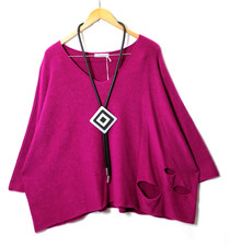 Moonshine Pullover 48 50 52  Oversize  Lagenlook Fuchsia