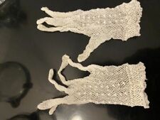 Mädchen Netz Handschuhe mit Rüsche am Handgelenk in weiß