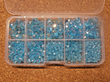 Glasschliffperlen Konvolut Rondelle Größen-Mix Hellblau Sortierkiste 3-10 mm