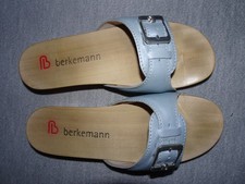 berkemann Pantine Holzpantine Riemchen hell blau Leder Gr. 37 neuwertig