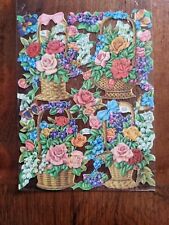 Oblaten Glanzbilder scraps vor 1960 MLP 934 made in England Rosen Blumenbukett