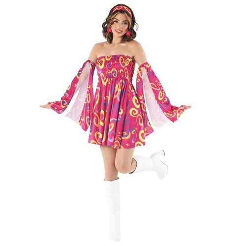 60er rosa hippie kleid kostüm - 60er,