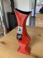 ✅ Vintage Vase geschwungene Form mit Blumenmuster | Farbe: rot | 44cm hoch