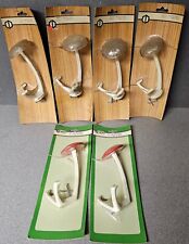 6x Garderobenhaken Wandmontage Vintage 1970er Jahre Weiß Kunststoff 17cm OVP