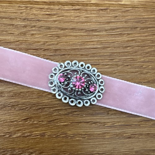 Halsband kropfband rosa samt - rosa,