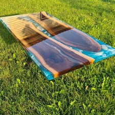 Blue Epoxidharz River Table -