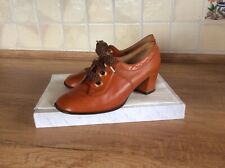 Lederschuhe Halbschuhe Damenschuhe Schnürschuhe Schuhe 70er Jahre Orange Braun