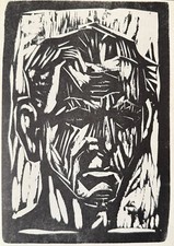 OTTO DIX: SELBSTBILDNIS. ORIGINAL-HOLZSCHNITT  1960 / WERKVERZEICHNIS KARSCH 272
