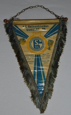 Wimpel / Fahne / Fanartikel vom FC Schalke 04, ca. 1970er Jahre, Blau /Weiß