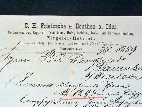Beuthen oder 1889 - beuthen/oder, rechnung