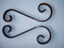 2 Stück S - Schnörkel Ornament 200x70 mm Stahl Vierkant Schmiedeeisernes Element