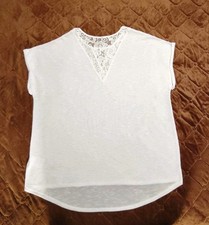 T-Shirt Weiß, Luftig Locker, Hintern Lang - Vorne Kurz, Gr. 52 (geschätzt)