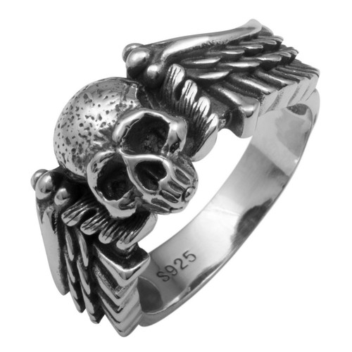 Totenkopf ring flügel - totenkopf,