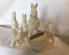 5 unbemalte Osterfiguren