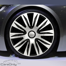 NARDO SILVER BLACK 4 STÜCK RADKAPPEN 15 ZOLL UNIVERSAL RADBLENDEN SILBER SCHWARZ