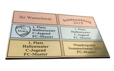 Pokal Schild  Schilder für Pokale  Gravur Plakette für Trophäen  personalisiert