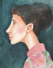 Original Aquarell, Frau