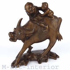 Antik Ochse Holz Figur, Carved Wood Buffalo Ox Figure,China 19th/20th century