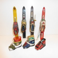 7 x Vintage Souvenir, Streichholz Schachtel-Halter , SKI, Skischuh Samlung 