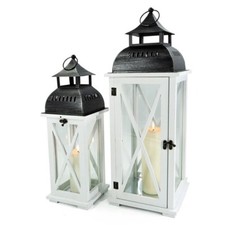 Holz Laterne 2er Set Windlicht