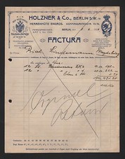 BERLIN, Rechnung 1909, Holzner & Co. Herren-Hüte