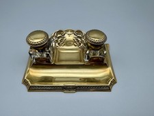 WMF I/O Umkreis  Antike Schreibtischgarnitur Tintenfass in Kristallglas  Messing