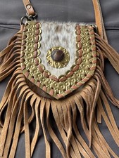 Super süße Umhängetasche Handtasche Leder Ibiza Style mit Fransen - NEU