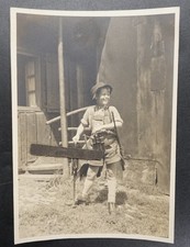 Foto Wk2 Portrait Junge Jugend Jäger Jagd Hut Fernglas Gewehr Waffe Lederhose