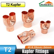 Kupfer Ende Zuführung Kühlung Lötfitting Y-Stück Kupfer Lötfitting Kupferfitting