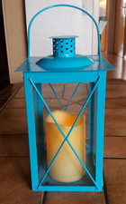 Laterne mit LED Kerze Höhe ca. 26 cm Blau