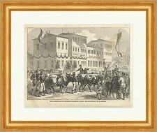 Einzug Metzger ins Schlachthaus Stuttgart Breitschwert Holzstich E 11591 Gerahmt