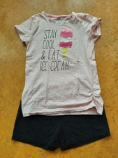 Mädchen Schlafanzug * Shorty * schwarz rosa * Größe 158/164 * YIGGA Ernstings *