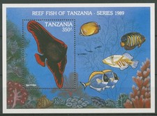 Tansania 1989 Fische Fledermausfisch Buntbarsch Block 101 postfrisch (C41691)